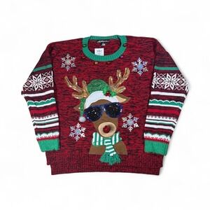 United States Sweaters Holiday Christmas Reindeer Ugly Sweater Women‎ XL Bling